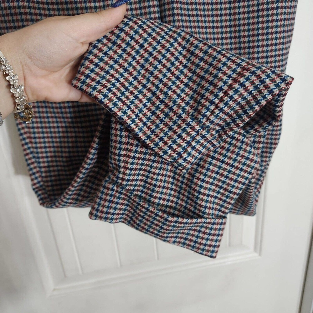 J Jill Womens Pants Blue Red Houndstooth Tapered Leg Trousers High Waist Sz 8 M - Picture 5 of 10